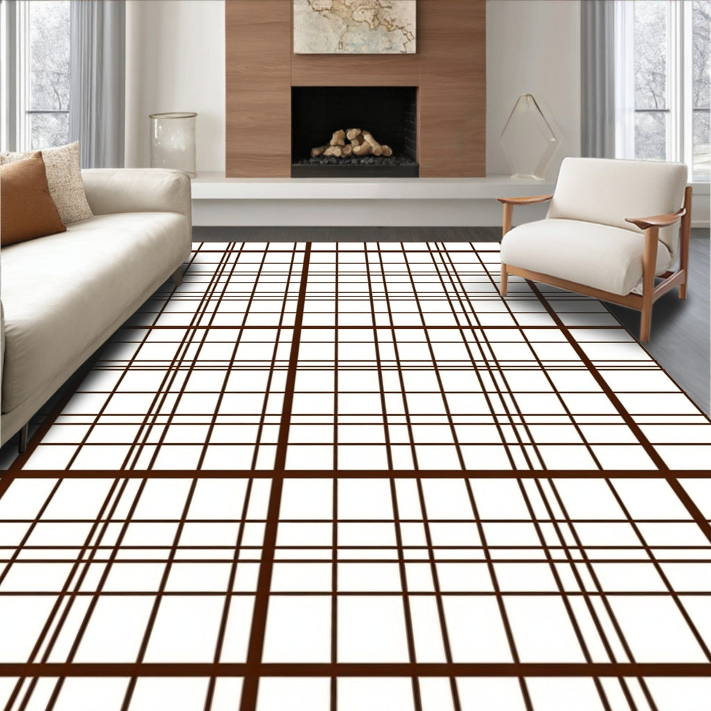 Classic Plaid Grid Pattern Design Rug