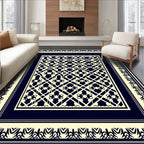 Intricate Geometric Bordered Cream Rug