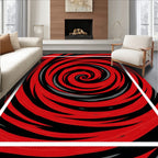 Bold Red Black Swirl Pattern Rug