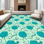 Teal Organic Flowing Lines Design Rug