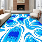 Fluid Blue Brush Stroke Pattern Rug