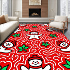 Cute Gingerbread Man Holly Pattern Rug