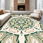 Archway Green Ivory Floral Medallion Rug