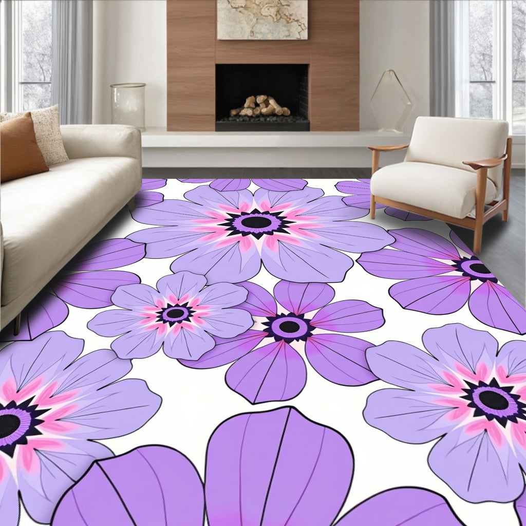 Purple Daisy Mandala Pattern Rug