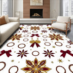 Maroon Gold Floral Motif Design Rug