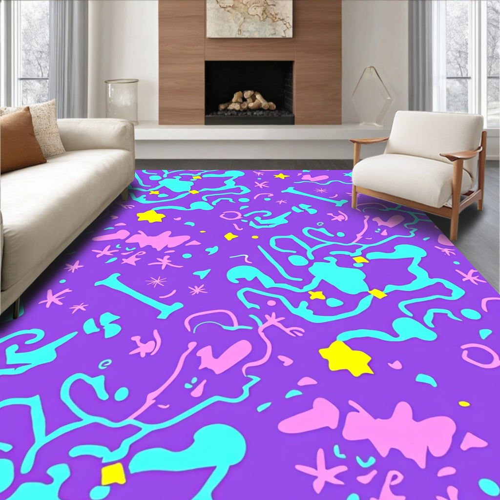 Playful Purple Splash Abstract Design Rug