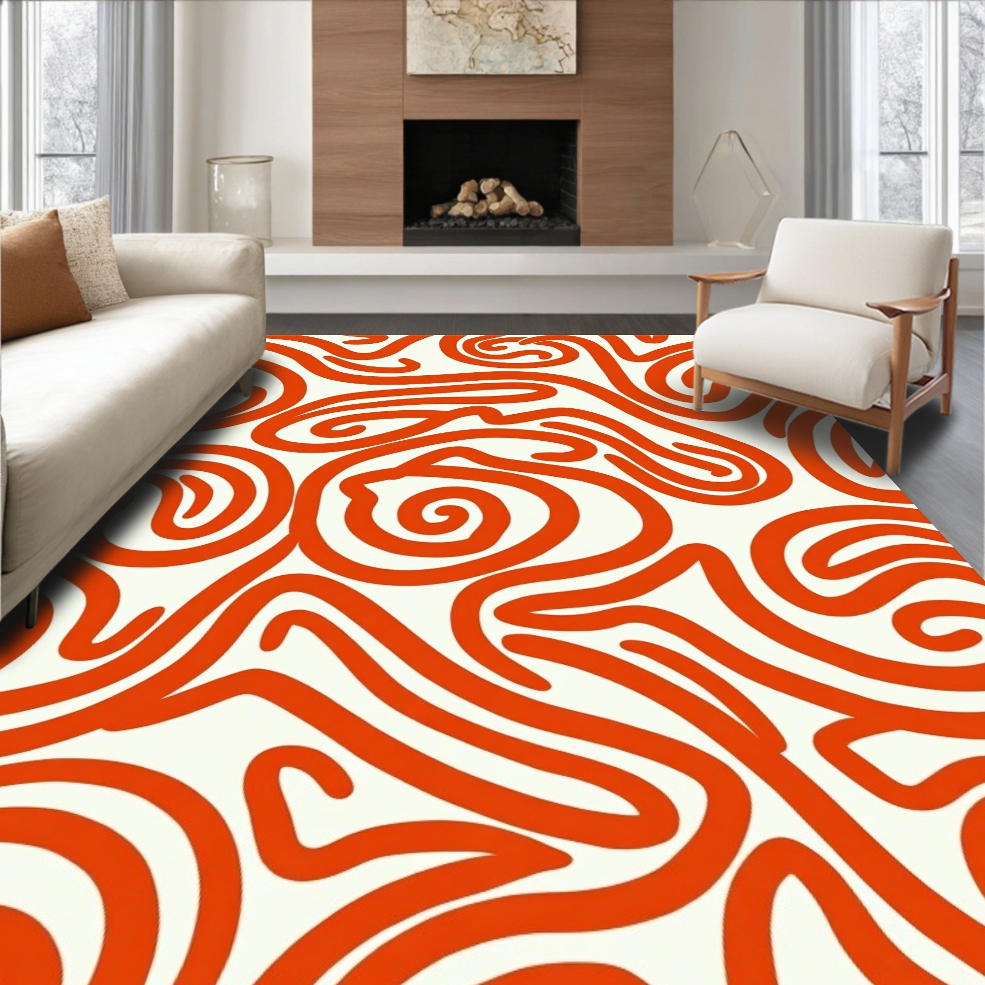Abstract Curvy Swirl Pattern Rug