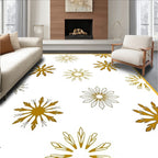 Golden Snowflake Patterned Glamour Rug