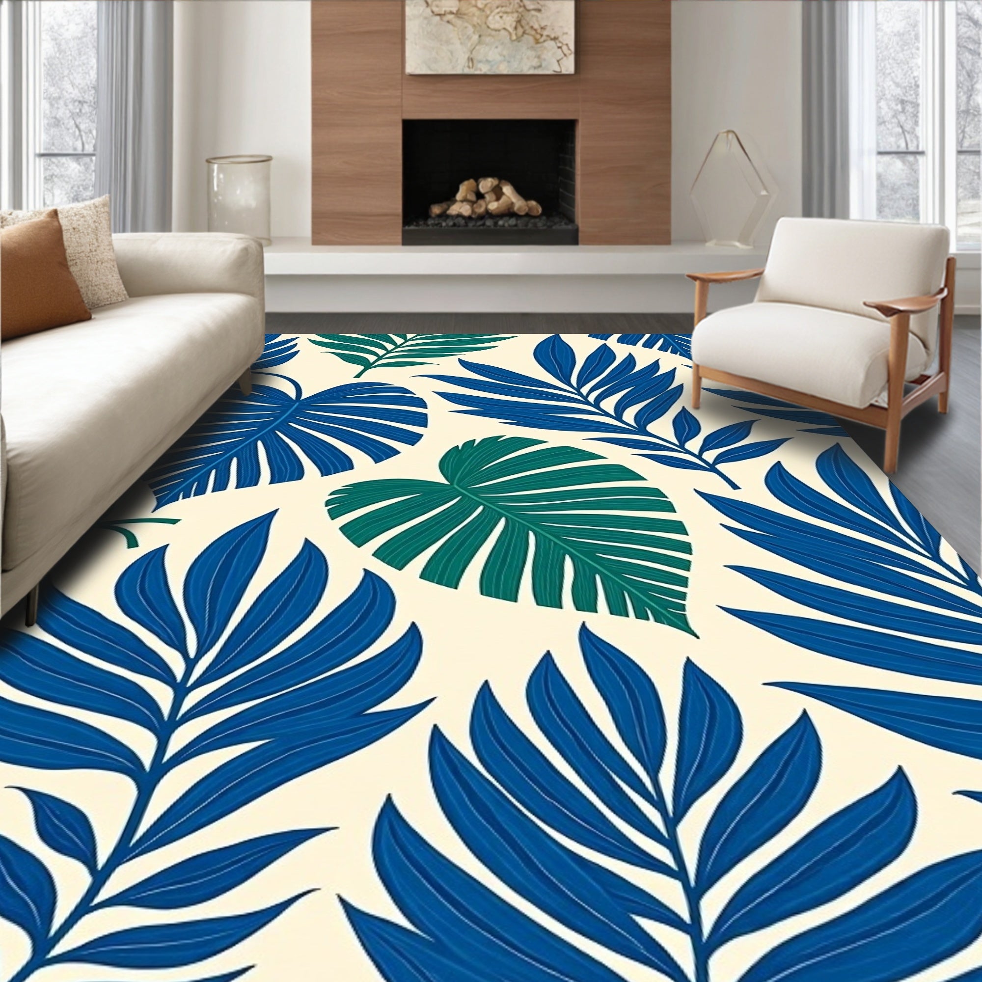 Tropical Leaf Pattern Design Rug