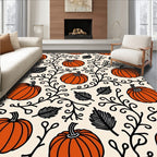 Orange Pumpkin Vine Pattern Rug