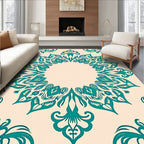 Teal Floral Medallion Design Rug