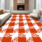 Orange Checkerboard Abstract Shape Rug