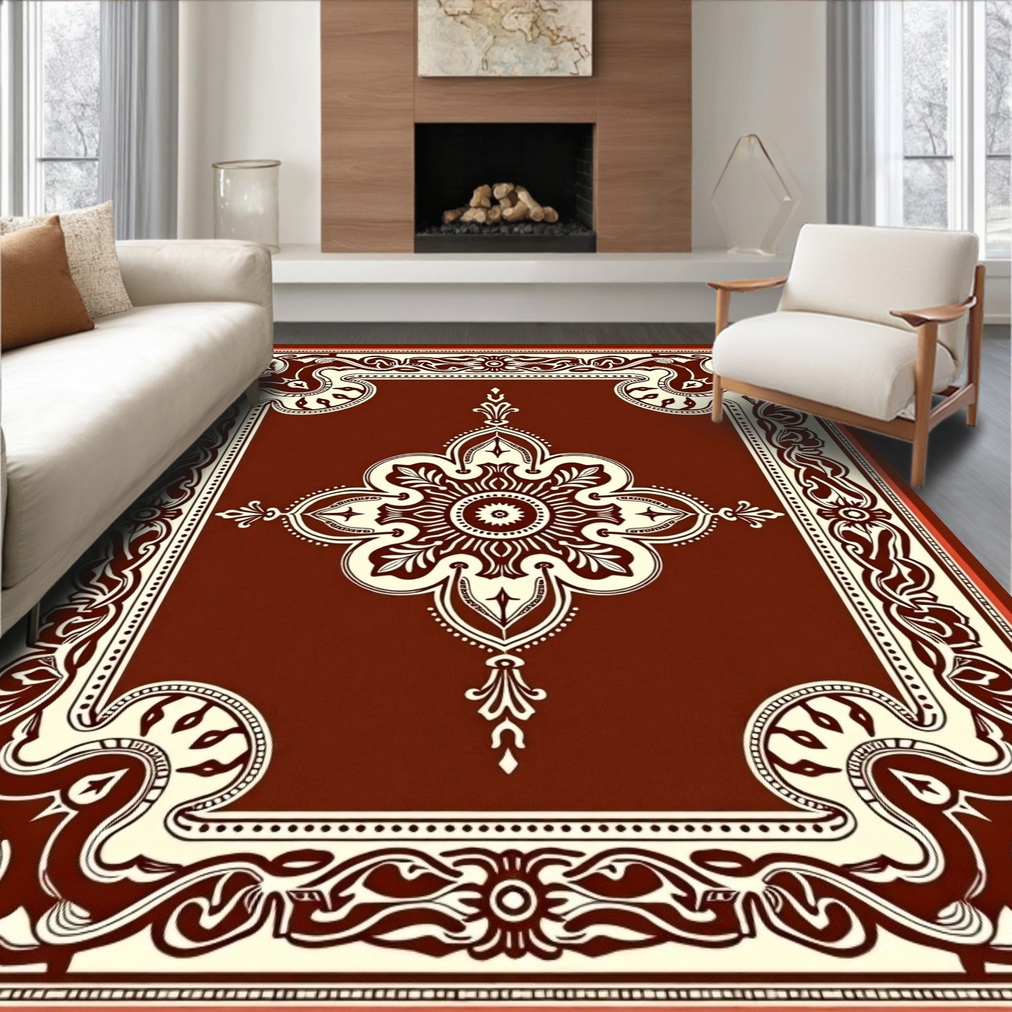 Intricate Floral Medallion Pattern Rug