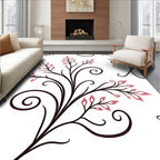 Elegant Swirl Floral Leaf Pattern Rug