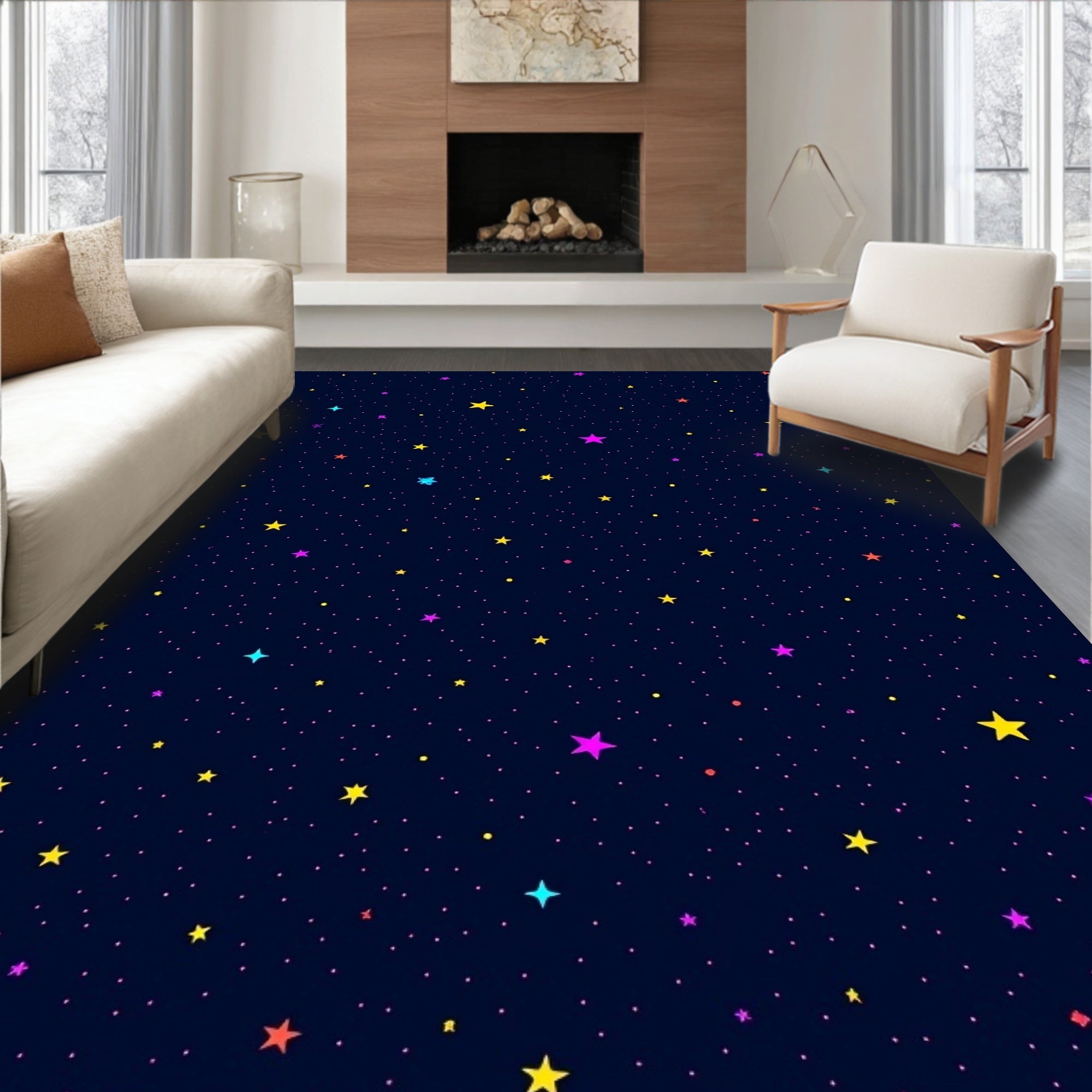 Dazzling Starfield Pattern Design Rug