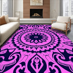 Vibrant Pink Floral Mandala Design Rug