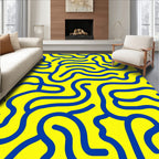 Bold Blue Line Abstract Bright Rug