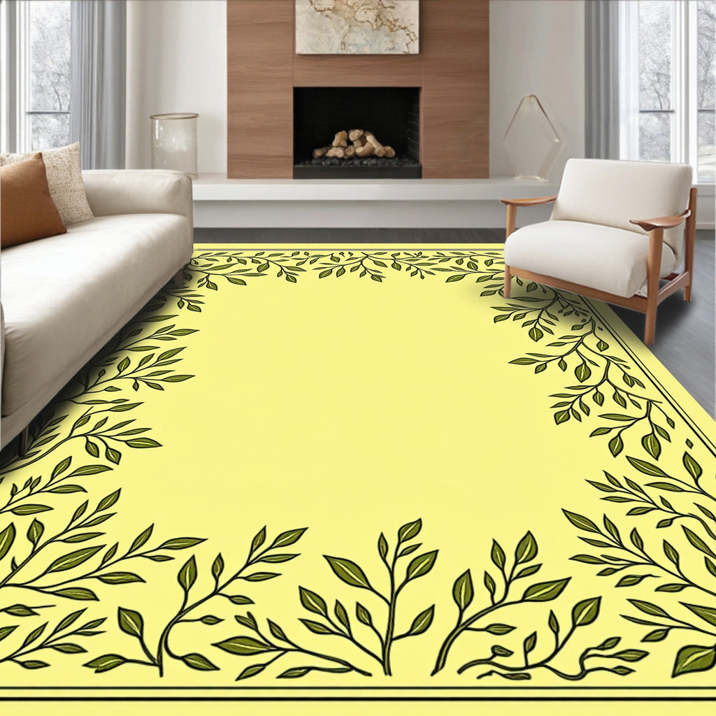 Green Leaf Vine Border Design Rug