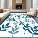 Blue Leaf Branch Pattern Area Rug