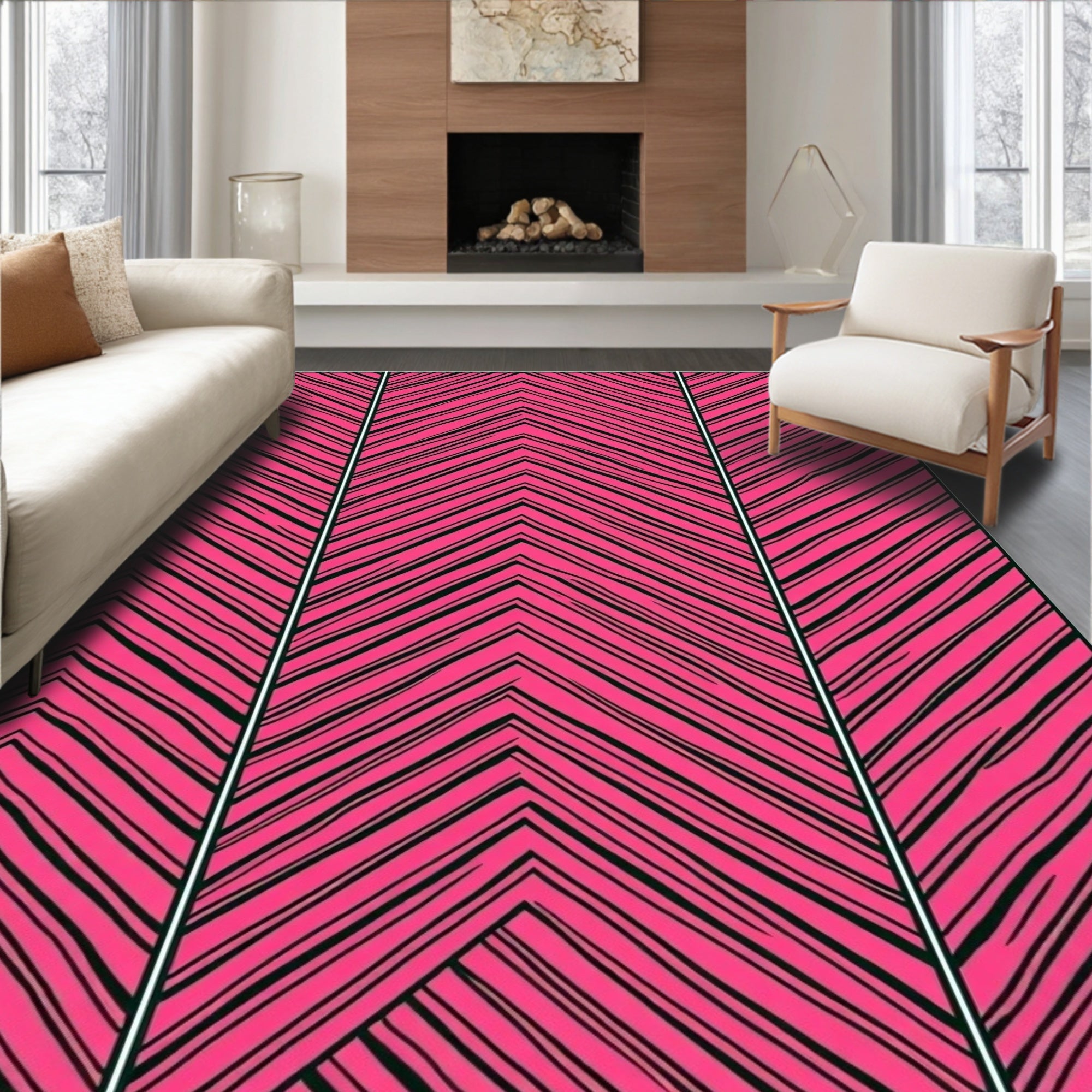 Bold Pink Zebra Stripes Pattern Rug