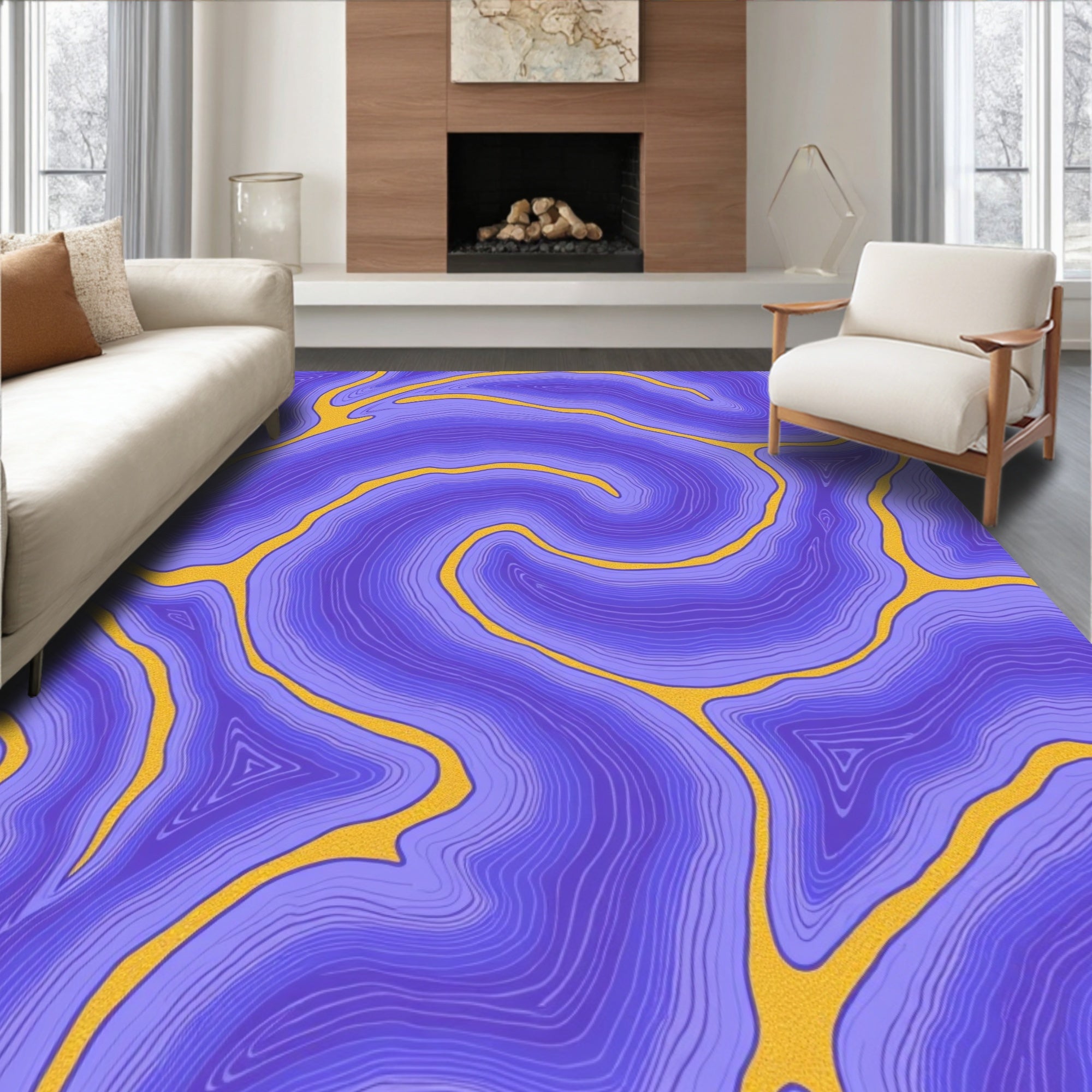 Purple And Gold Agate Pattern Rug