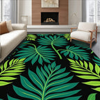 Emerald Green Tropical Leaf Collage Rug