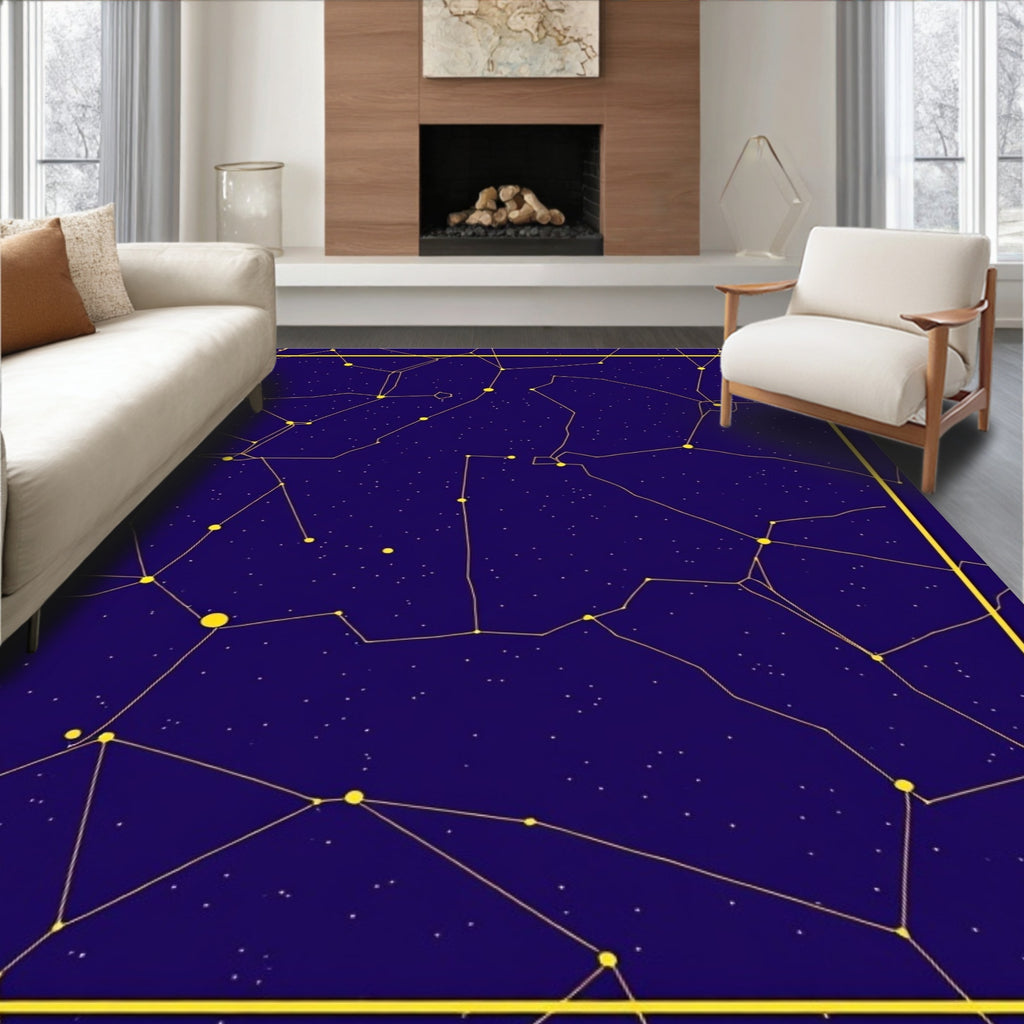 Celestial Constellation Yellow Geometric Design Rug