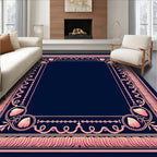 Coastal Shell Detailed Ornate Border Rug