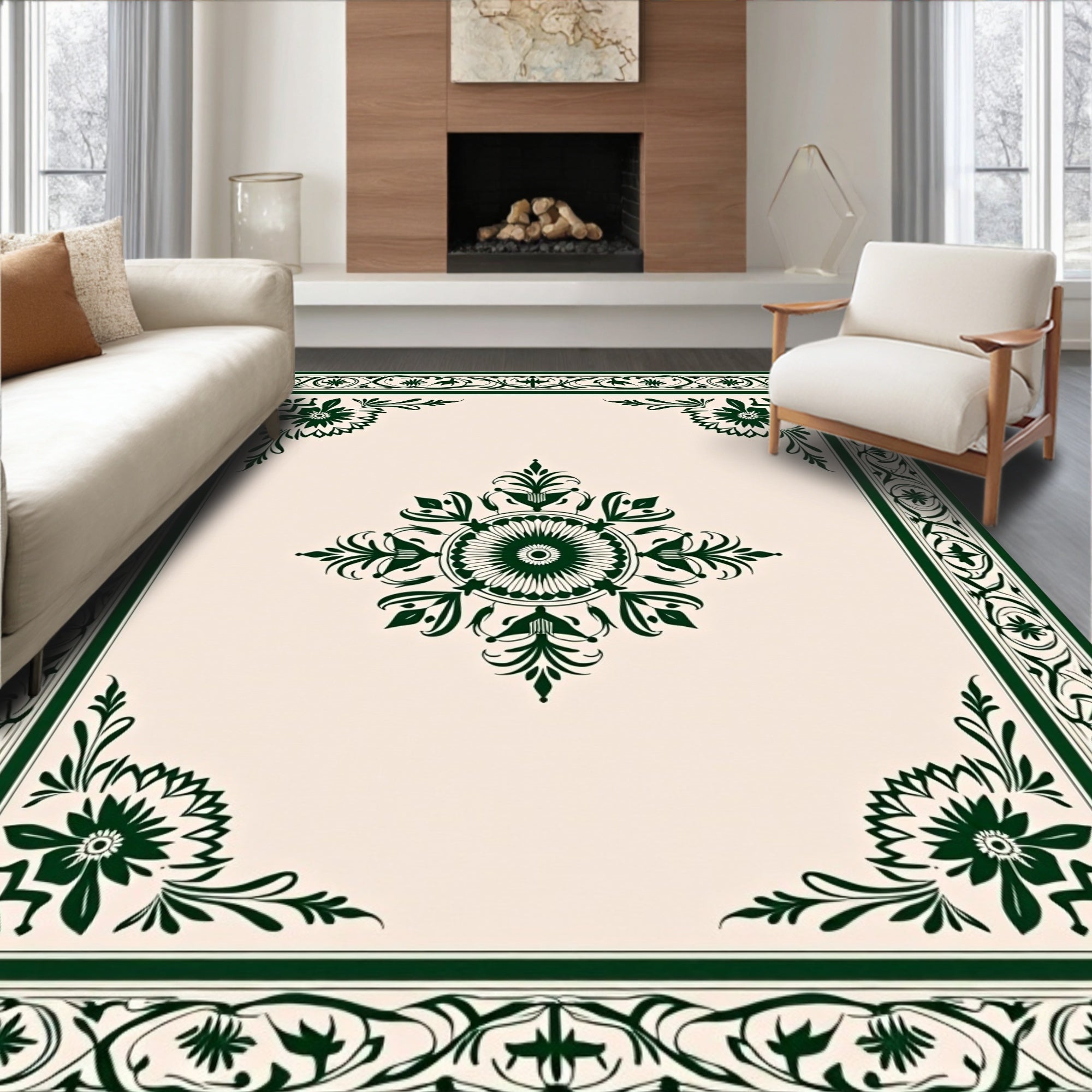 Classic Floral Medallion Square Rug