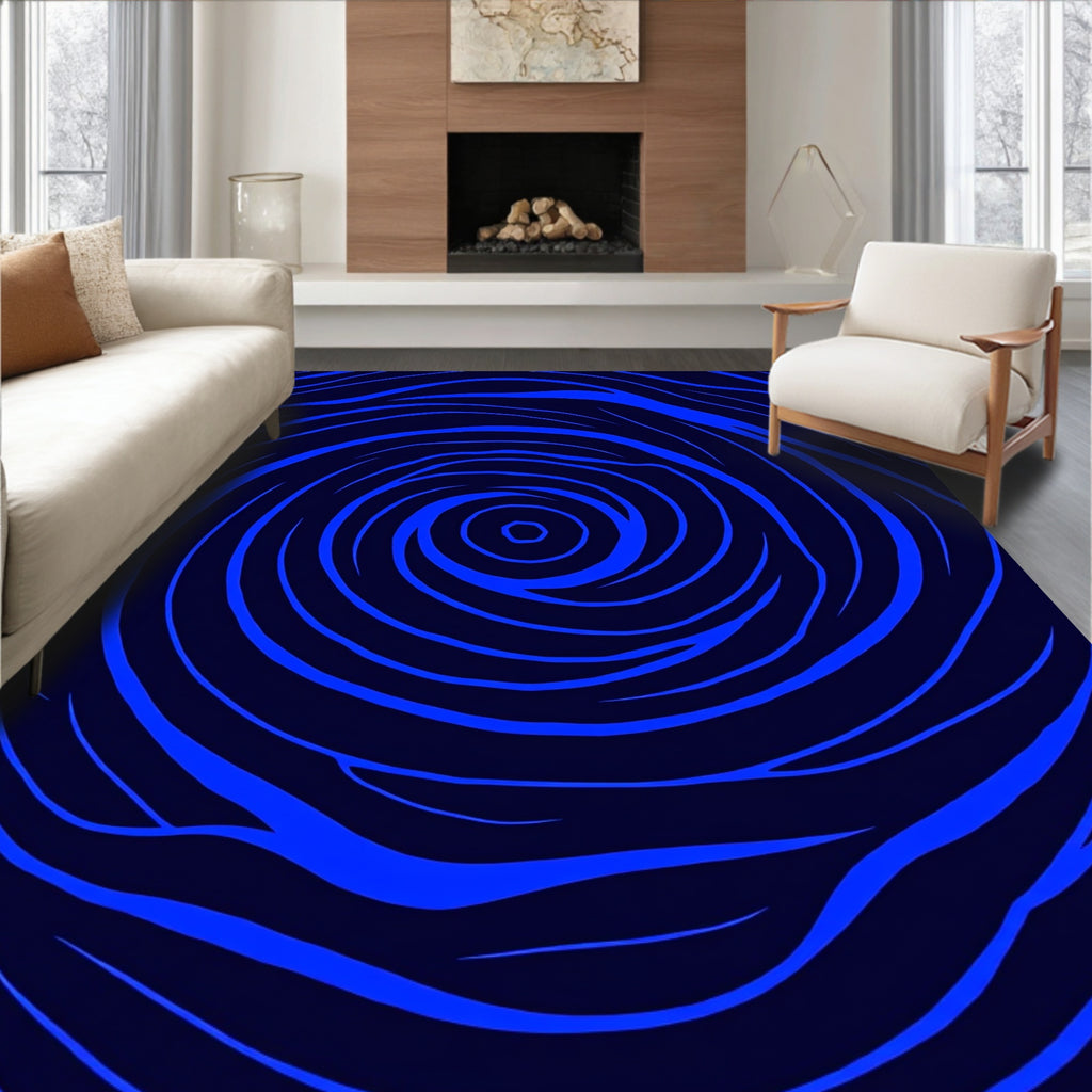 Bold Blue Swirl Pattern Rug