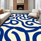 Bold Blue Swirl Abstract Pattern Rug