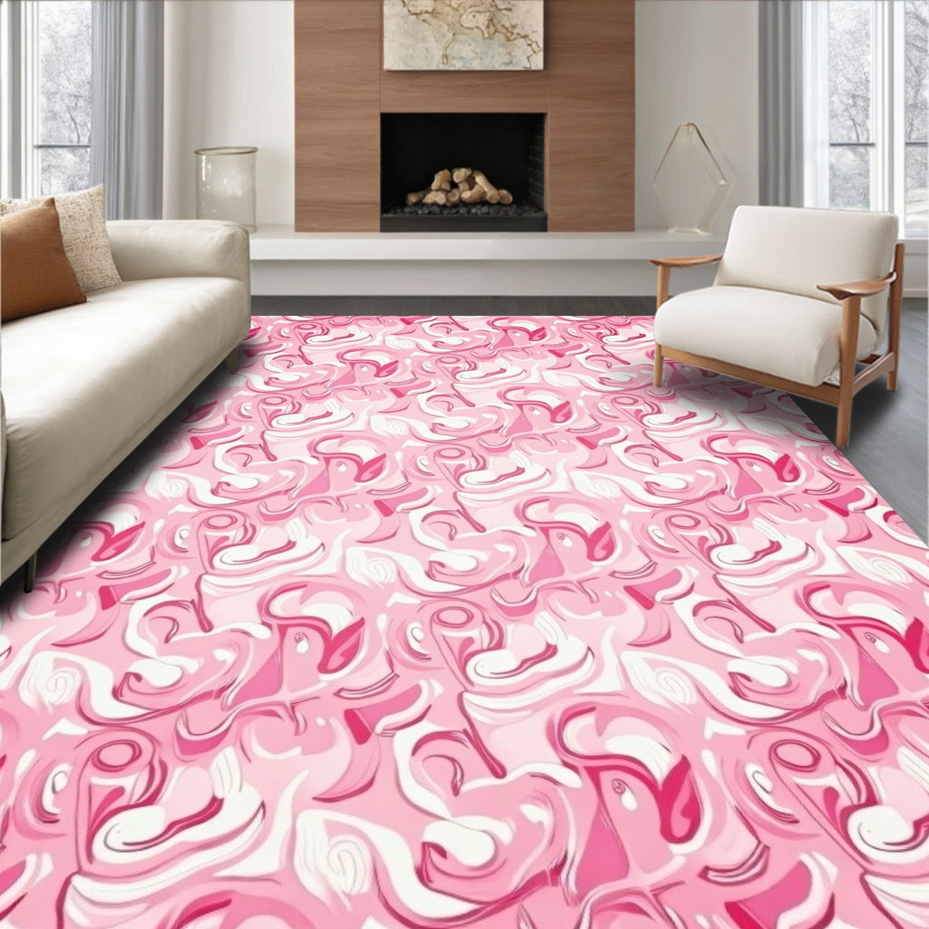 Whimsical Pink Swirl Pattern Design Rug