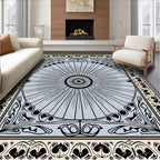 Art Nouveau Sunburst Floral Border Rug