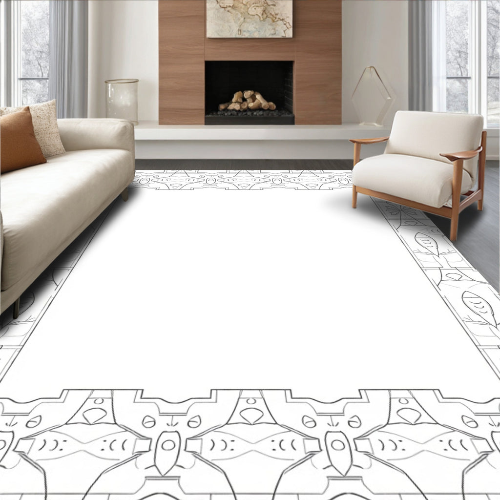 Ornate Geometric Mirror Frame Pattern Rug