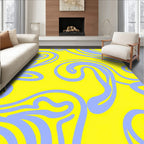Vibrant Yellow Lilac Swirl Pattern Rug