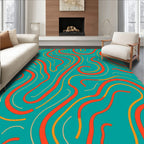 Abstract Swirls Red Teal Design Rug