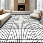 Abstract Black White Grid Design Rug