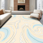 Abstract Swirl Cream Aqua Pattern Rug