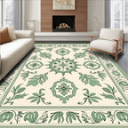 Sage Green Floral Mandala Patterned Rug