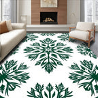 Dark Green Floral Damask Patterns Rug