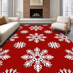 Red Snowflake Pattern Textile Rug