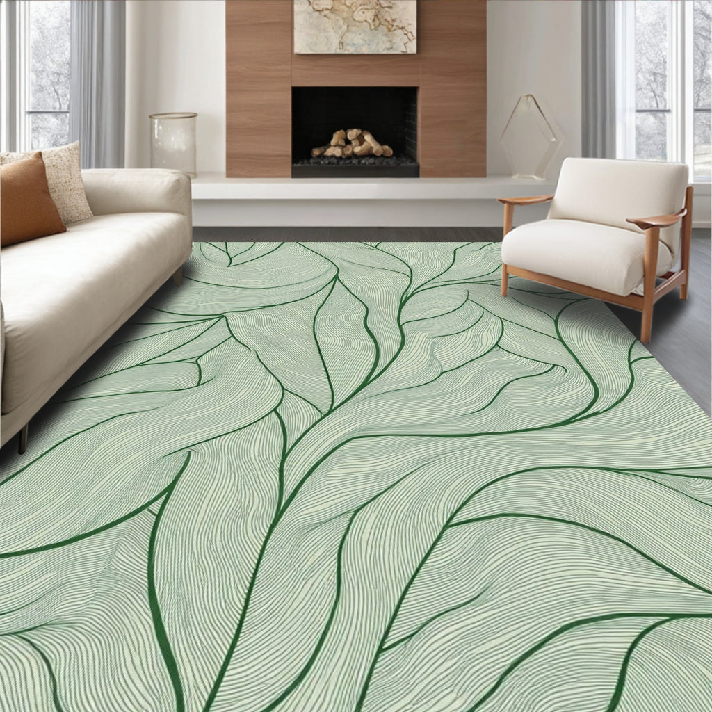 Organic Green Flowing Vines Rug