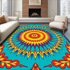 Vibrant Sunburst Floral Mandala Rug