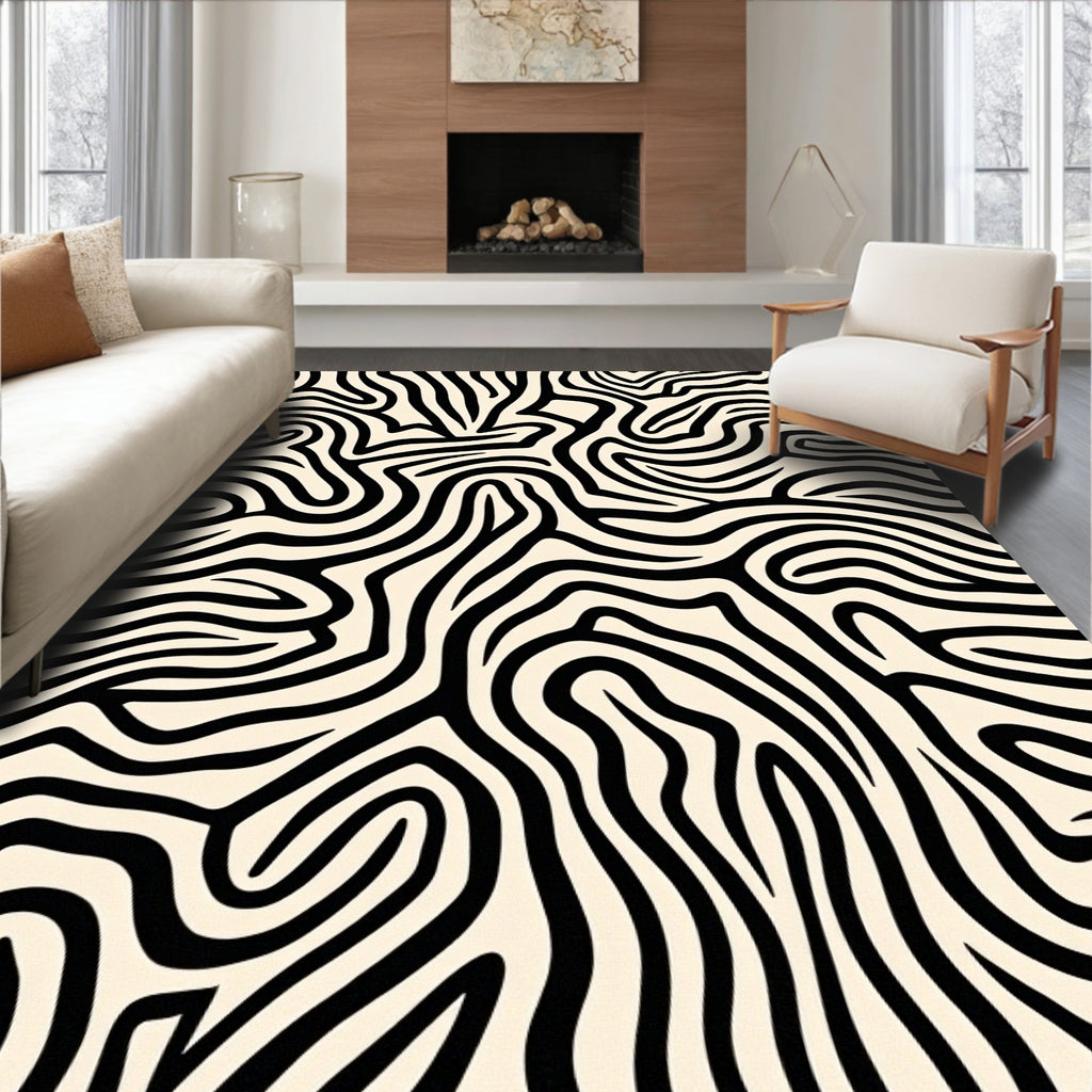 Bold Abstract Wavy Stripe Rug