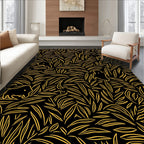 Golden Leafy Animals Pattern Rug