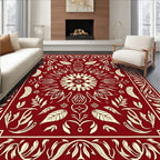 Rich Red Floral Motif Rug