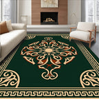 Emerald Green Sunburst Bordered Rug