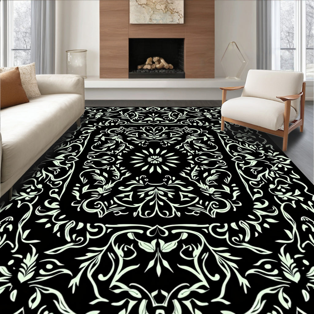 Light Vines Floral Medallion Pattern Rug