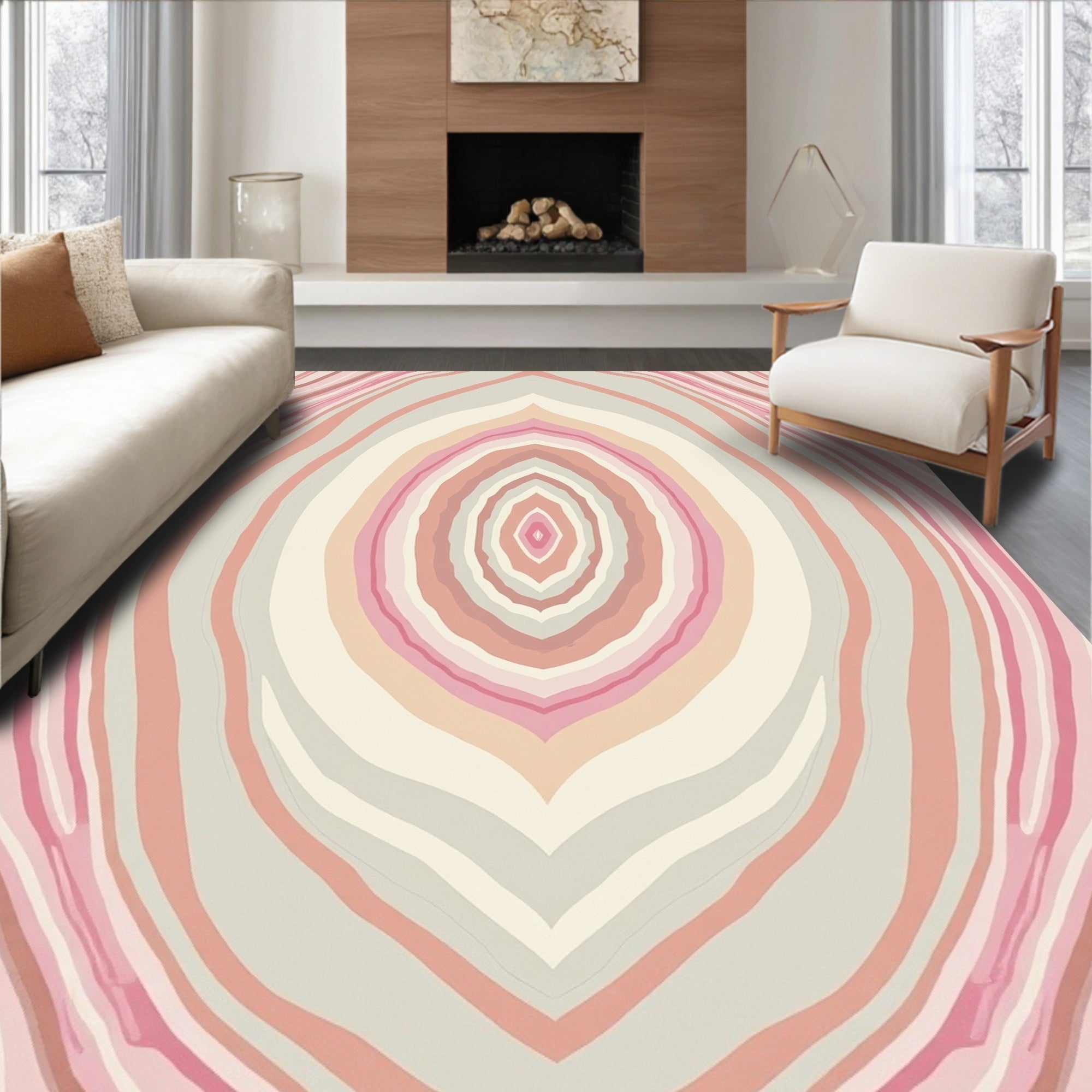 Pink Beige Agate Swirl Harmony Rug