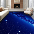 Dark Blue Celestial Nebula Rug